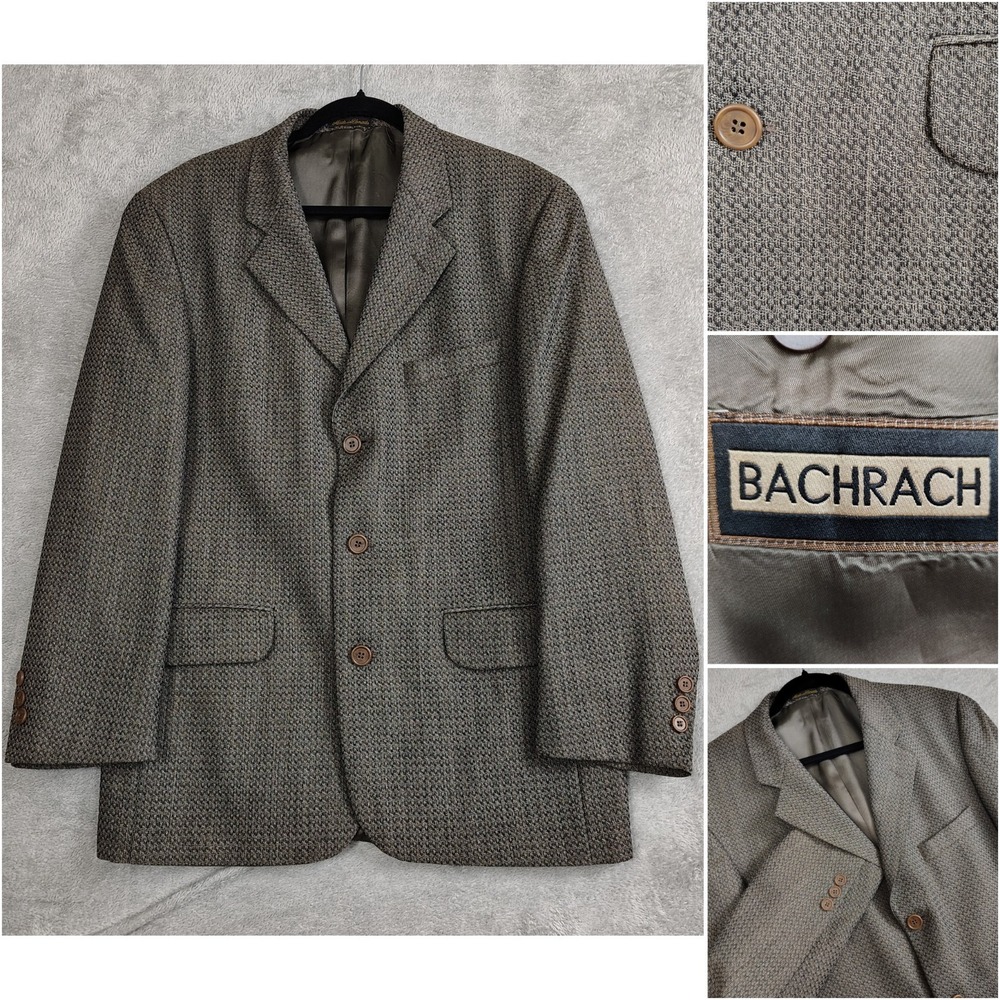 Bachrach Vintage Tweed Blazer Men 42S Two Button Unique Pattern Pure Wool